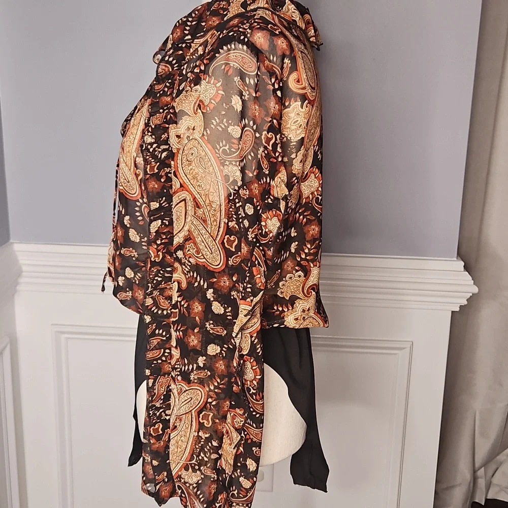 Zara Women's Paisley Semi-Sheer Ruffled Bodysuit - Picture 11 of 15